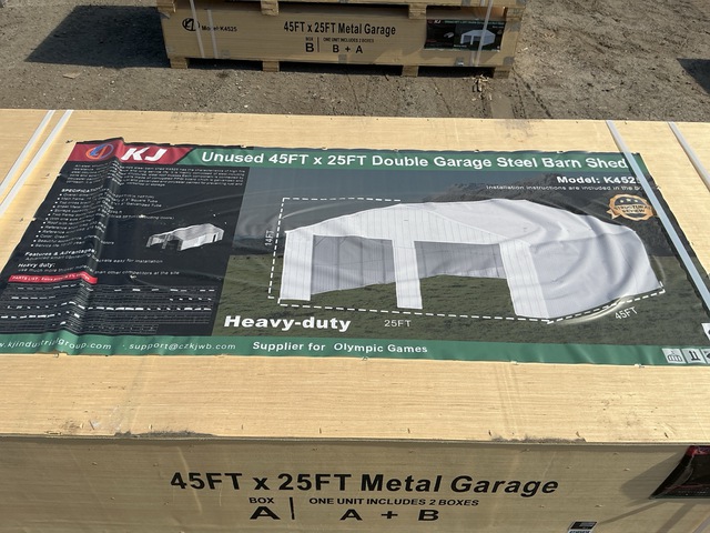 KJ K4525 Double Garage Steel Barn Shed - Unused