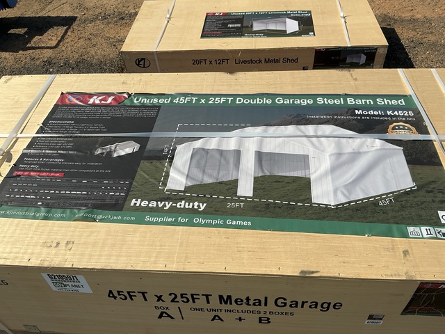 KJ K4525 Double Garage Steel Barn Shed - Unused