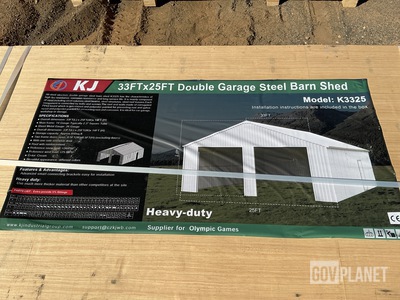 KJ K3325 Double Garage Steel Barn Shed - Unused