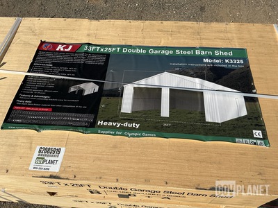 KJ K3325 Double Garage Steel Barn Shed - Unused
