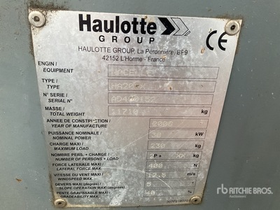 2008 Haulotte UHA20 4WD Diesel Articulating Boom Lift