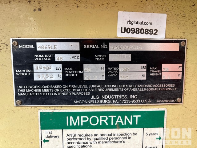 ELEVADOR TIJERA 2015 JLG 4069LE