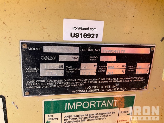 ELEVADOR TIJERA 2015 JLG 4069LE