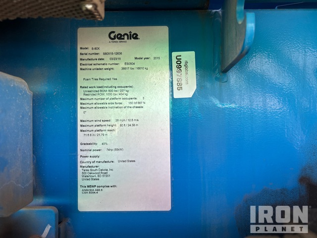 ELEVADOR TELESCóPICO 2015 GENIE 4WD S80X