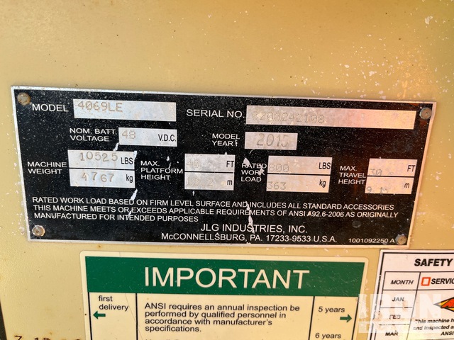 ELEVADOR TIJERA 2015 JLG 4069LE