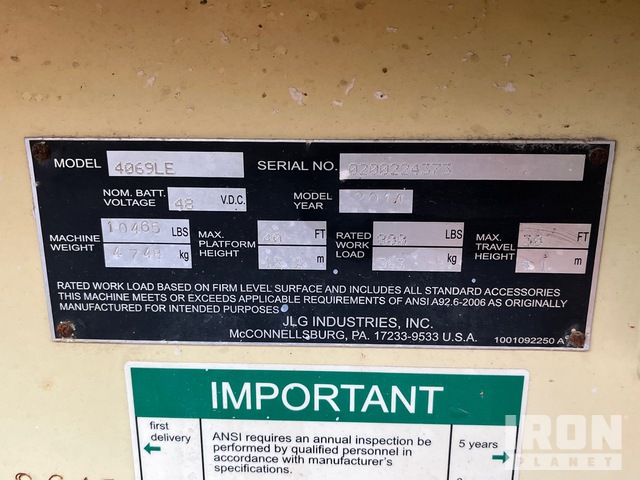 ELEVADOR TIJERA 2014 JLG 4069LE