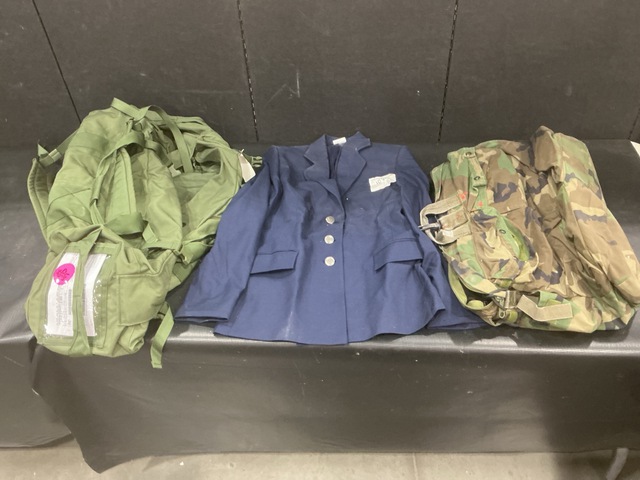 (57) Duffel Bags, (22) Women&rsquo;s Coats, (3) Flyer&rsquo;s Helmet Bags & Assorted Items