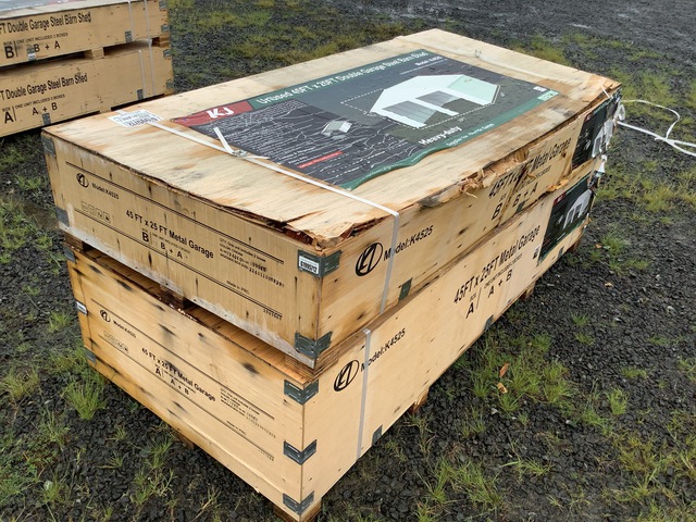 KJ K4525 Double Garage Steel Barn Shed - Unused KJ K4525 Double Garage Steel Barn Shed - Unused