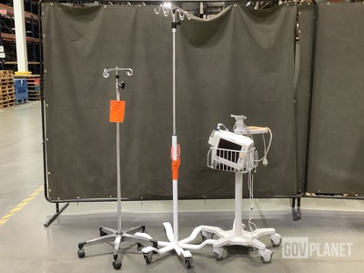 (3) IV Poles & (1) Philips SureSigns VS3 Patient Monitor