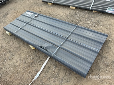 Quantity of (70) 8 ft X 3 ft Grey Metal Roof Panels