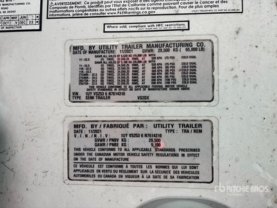 2022 Utility VS2DX 53 ft x 102 in T/A Van Trailer