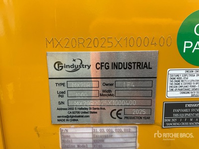 2026 CFG MX20R Mini Excavator (Unused)