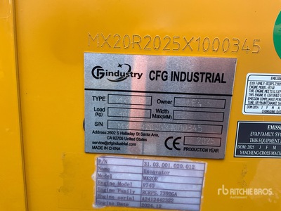 2026 CFG MX20R Mini Excavator (Unused)
