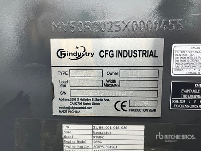 2026 CFG MY50R Mini Excavator (Unused)