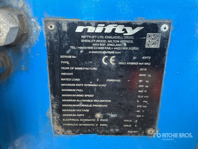 2019 Nifty-Lift HR21 Hybrid Articulating Boom Lift