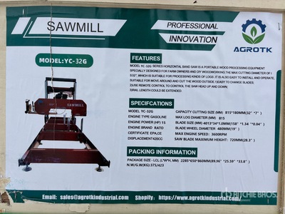 2026 AGT YC32-G Portable Sawmill (Unused)