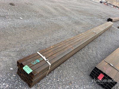 Quantity of (25) 2 1/4 in Square Blk Schedule 10 x 24 ft Steel (Unused)