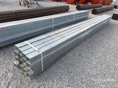 Quantity of (16) 4 in Square 11 Gauge Galvanized x 17 ft 7 1/2 in Steel (Unused)