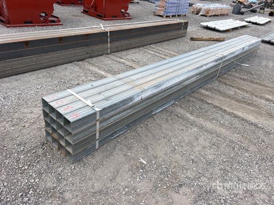 Quantity of (16) 4 in Square 11 Gauge Galvanized x 17 ft 9 1/2 in Steel (Unused)