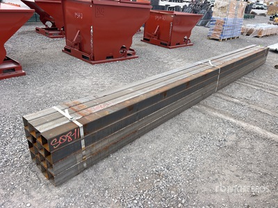 Quantity of (16) 4 in Square 11 Gauge Blk x 20 ft Steel (Unused)