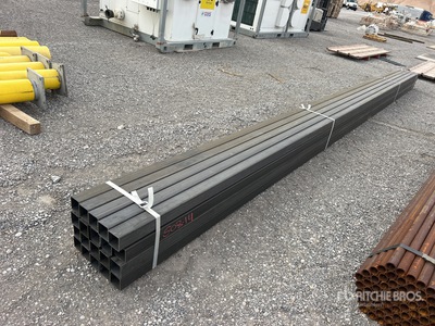 Quantity of (20) 3 in Square Blk 11 Gauge x 24 ft Steel (Unused)