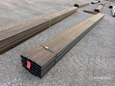 Quantity of (25) 2 in x 3 in Rectangle Blk 16 Gauge x 21 ft Steel (Unused)