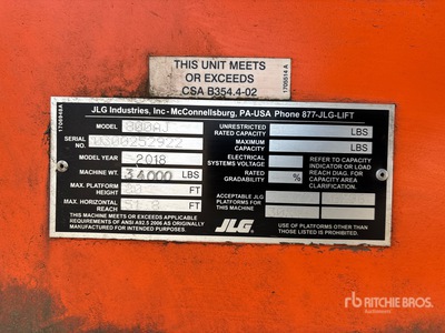 2018 JLG 800AJ 4WD Diesel Plataforma Elevadora Articulada