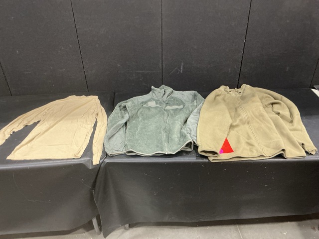 (34) Cold Weather Undershirts, (18) Cold Weather Jackets & Assorted Items