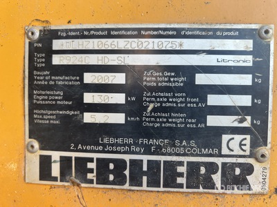 2007 Liebherr R924C Pelle Sur Chenilles Koparka gąsienicowa