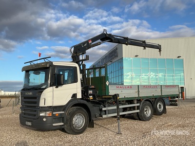 2006 Hiab 144B-2 5 ton on 2007 Scania P340 6x2 Flatbed Truck with Crane