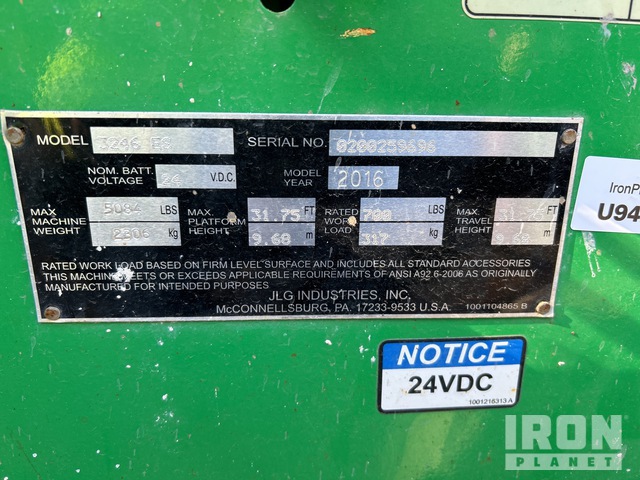 ELEVADOR TIJERA 2016 JLG 3246ES