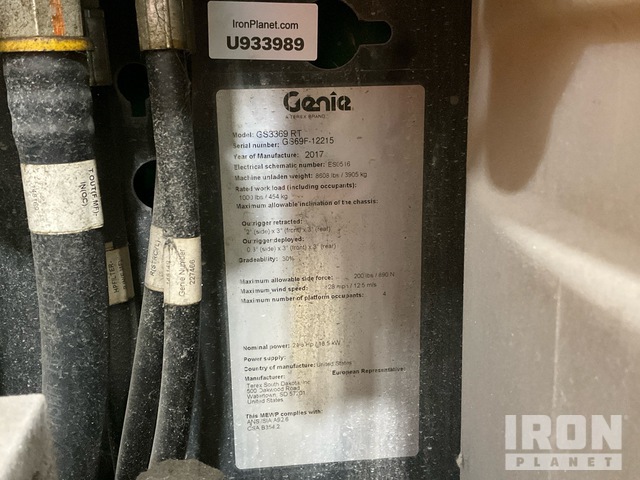 ELEVADOR TIJERA 2017 GENIE GS3369RT