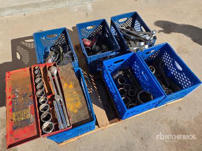 Quantity of Impact Sockets, Wrenches, (1) Milwaukee Electric Impact Wrench and (1) Titanium Pneumatic Impact Driver