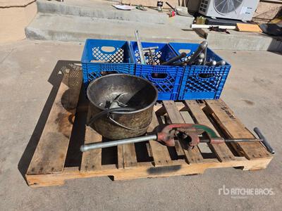 Quantity of (2) Rigid Pipe Cutters, (6) Pipe Wrenches, (8) Pipe Thread Dies and (1) Oiler