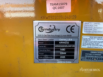 2026 CFG KRW232 Skid Steer Loader (Unused)