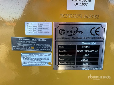 2026 CFG TK35R Skid Steer Loader (Unused)
