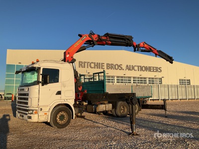 2007 Palfinger PK60002 19000 kg Knuckle Boom on 2003 Scania R124L 6x2 Camion plataforma con grua