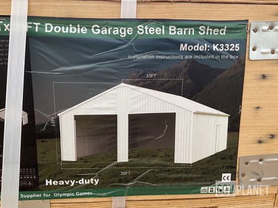 KJ K3325 Double Garage Steel Barn Shed - Unused