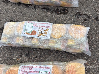 Quantity of (10) Yellow Heavy Duty Ratchet Straps 2.4 In X 33 Ft