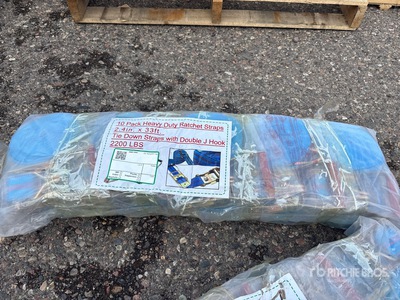 Quantity of (10) Blue Heavy Duty Ratchet Straps 2.4 In X 33 Ft