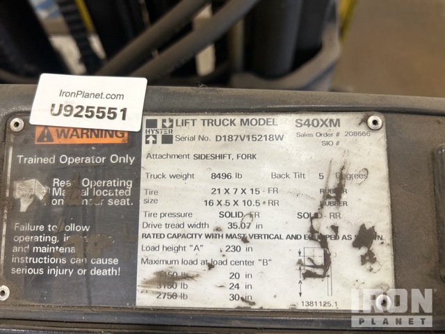 MONTACARGAS 1999 HYSTER S40XM