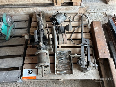 Antique Drill Press, Leg Vise, Electric Grinder