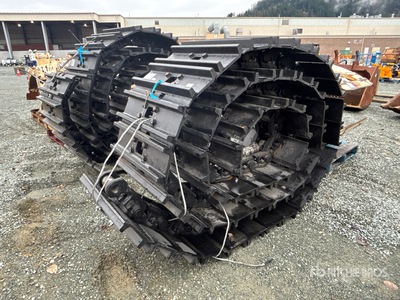 Quantity of (2) KM1402/50/700 40-47 Ton 50 link 8.5 in pitch, 28 in Double Grouser Track Group assembled with Loctite - Fits Cat, Hitachi, John Deere, Tigercat