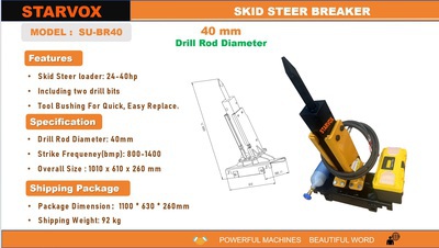 2025 STARVOX SV-BR40 Mini Skid Steer Breaker (Unused)