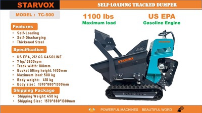 2025 STARVOX TC-500 Stand-On Self-Loading Mini Crawler Dumper (Unused)