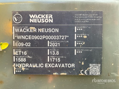 2021 Wacker Neuson ET16 Mini pelle hydraulique