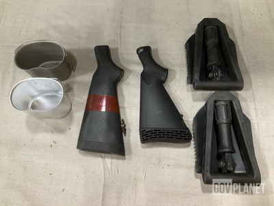 (21) Water Canteen Cups, (17) Shoulder Gun Stocks & Assorted Items