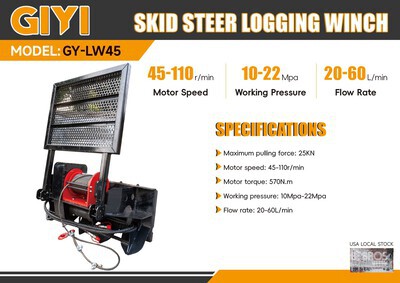 2026 GIYI GY-LW45 Skid Steer Winch Divers - Accessoires pour chargeuse à différentiel (Unused)