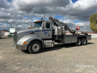 FEC TP130P 16000 lb Knuckle Boom on 2011 Peterbilt 386 6x4 Tire Positioner Flatbed Truck w/Crane