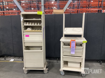 (1) Cardiac Science Medical Cart & (1) Herman Miller Medical Cabinet